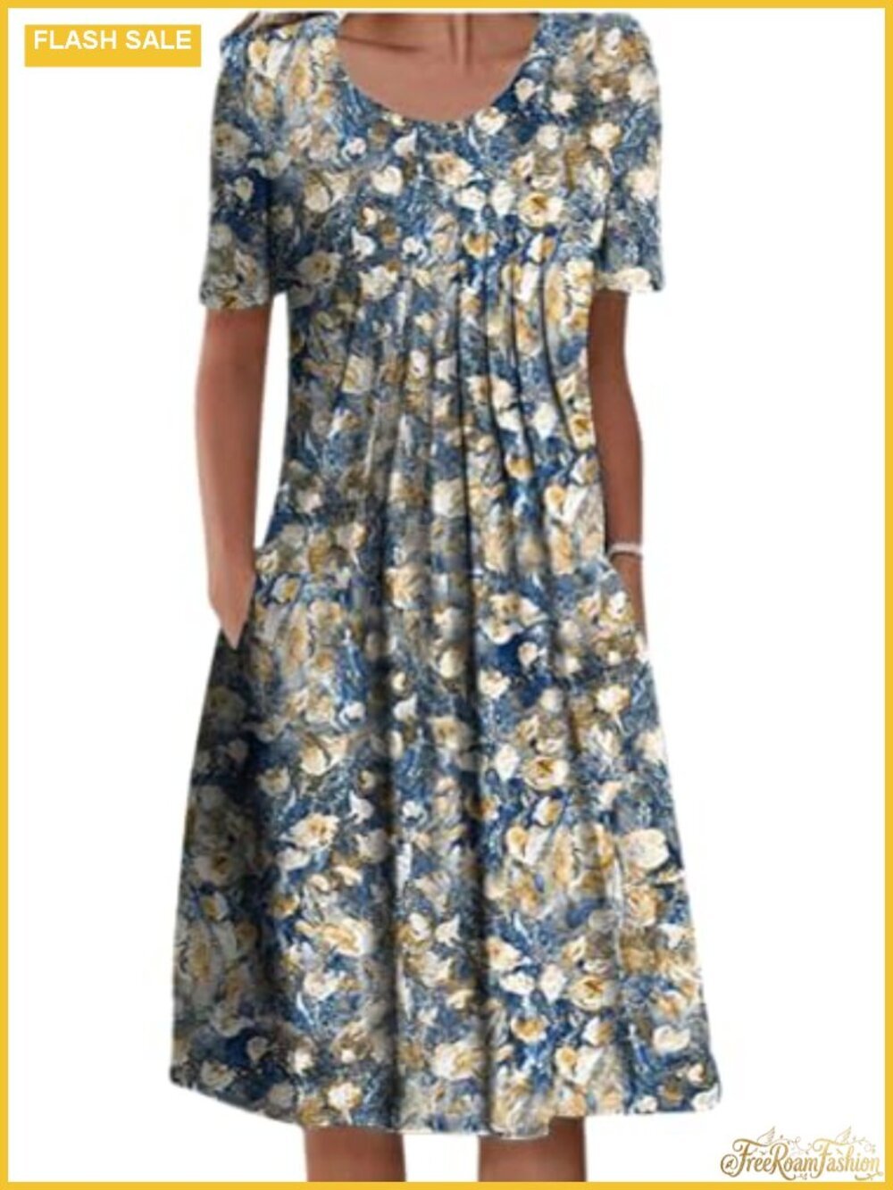 Women's Casual Midi Dress 95% Polyester 5% Spandex Loose Fit Boho Floral